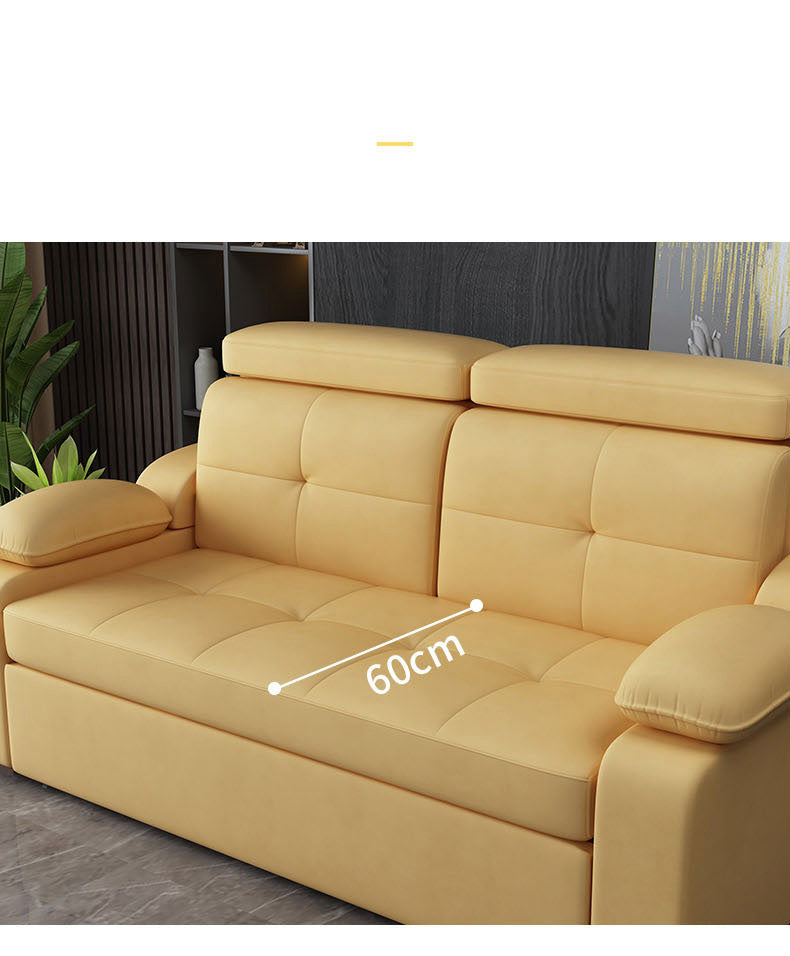 Stylish Multi-Color Sofa Bed: Yellow, Orange, Dark Gray & Off White with Brown Wood Techno Fabric fxgz-292