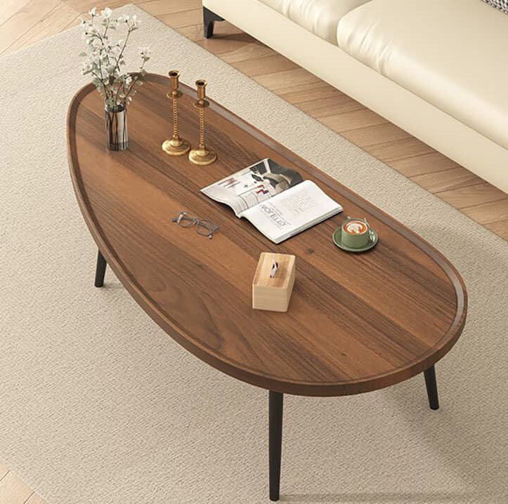 Modern Elegant Coffee Table in Leaf Shape with Metal Legs - Contemporary Minimalism for Any Decor fxjc-912