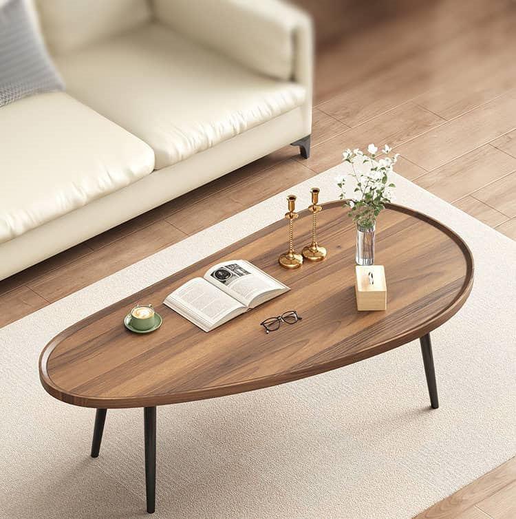 Modern Elegant Coffee Table in Leaf Shape with Metal Legs - Contemporary Minimalism for Any Decor fxjc-912