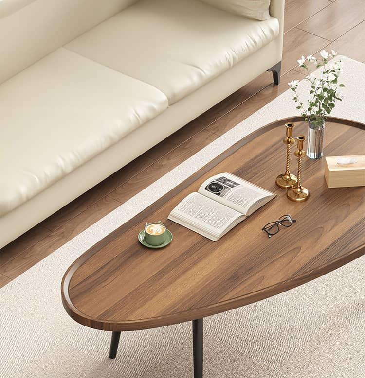 Modern Elegant Coffee Table in Leaf Shape with Metal Legs - Contemporary Minimalism for Any Decor fxjc-912