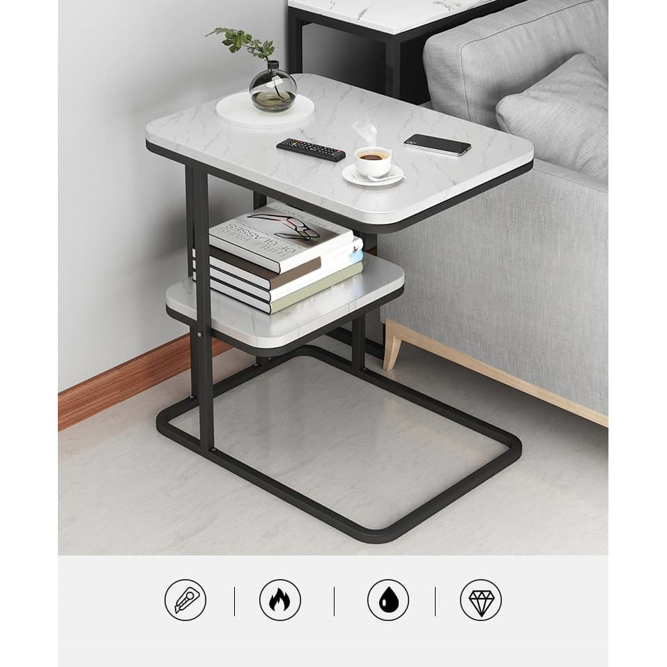 Stylish Modern End Table in Black, White, and Gray – Perfect for Any Living Room Decor fxjc-913