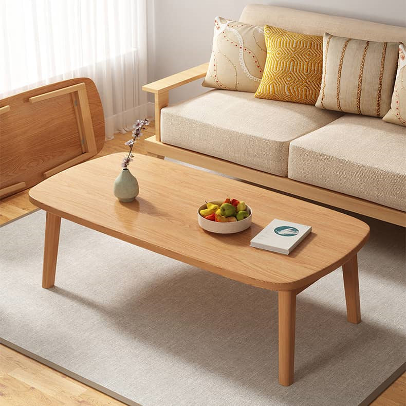 Rectangular Solid Wood Coffee Table with Foldable Legs - Modern and Durable Design For All Your Rooms fxjc-914