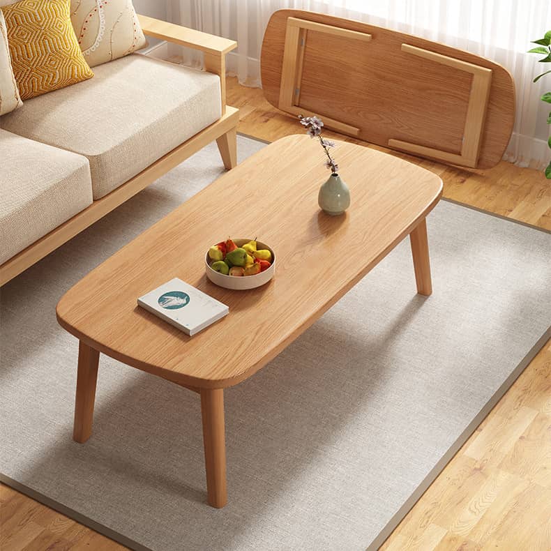 Rectangular Solid Wood Coffee Table with Foldable Legs - Modern and Durable Design For All Your Rooms fxjc-914