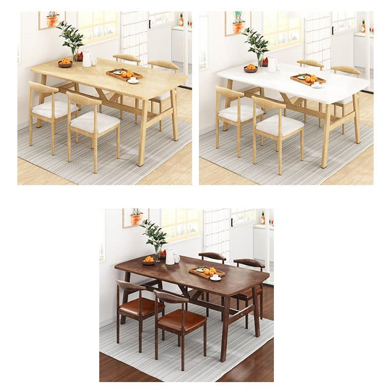 Minimalistic Rectangular Dining Table in Natural Wood Color for 6 People fxjc-921