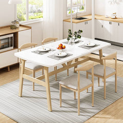 Minimalistic Rectangular Dining Table in Natural Wood Color for 6 People fxjc-921