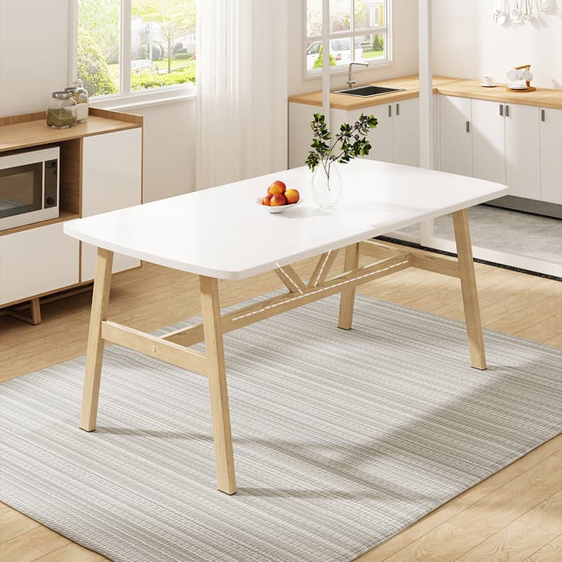 Minimalistic Rectangular Dining Table in Natural Wood Color for 6 People fxjc-921