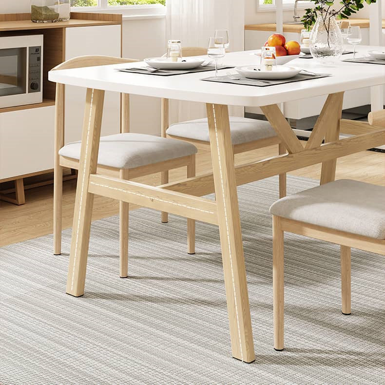 Minimalistic Rectangular Dining Table in Natural Wood Color for 6 People fxjc-921