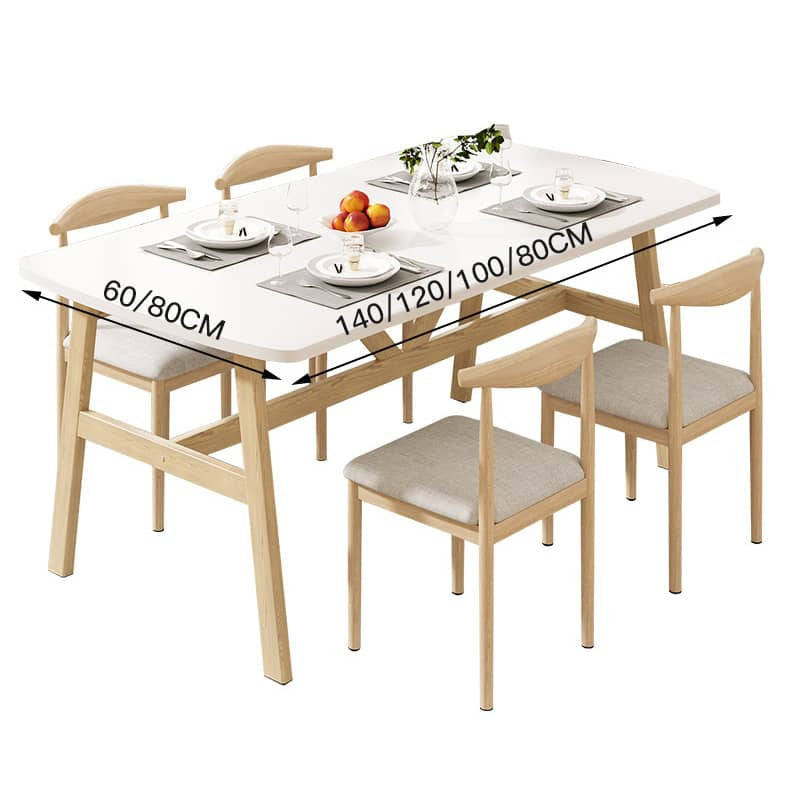 Minimalistic Rectangular Dining Table in Natural Wood Color for 6 People fxjc-921