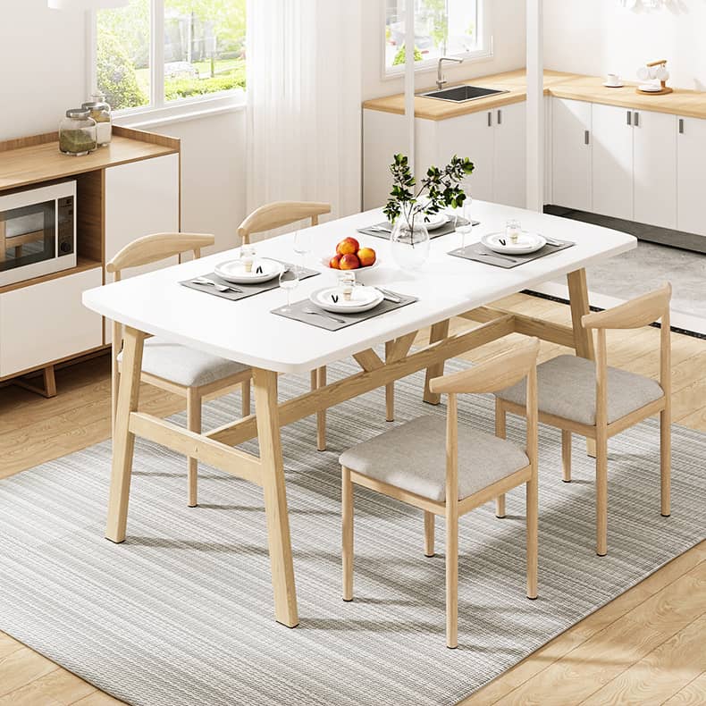 Minimalistic Rectangular Dining Table in Natural Wood Color for 6 People fxjc-921