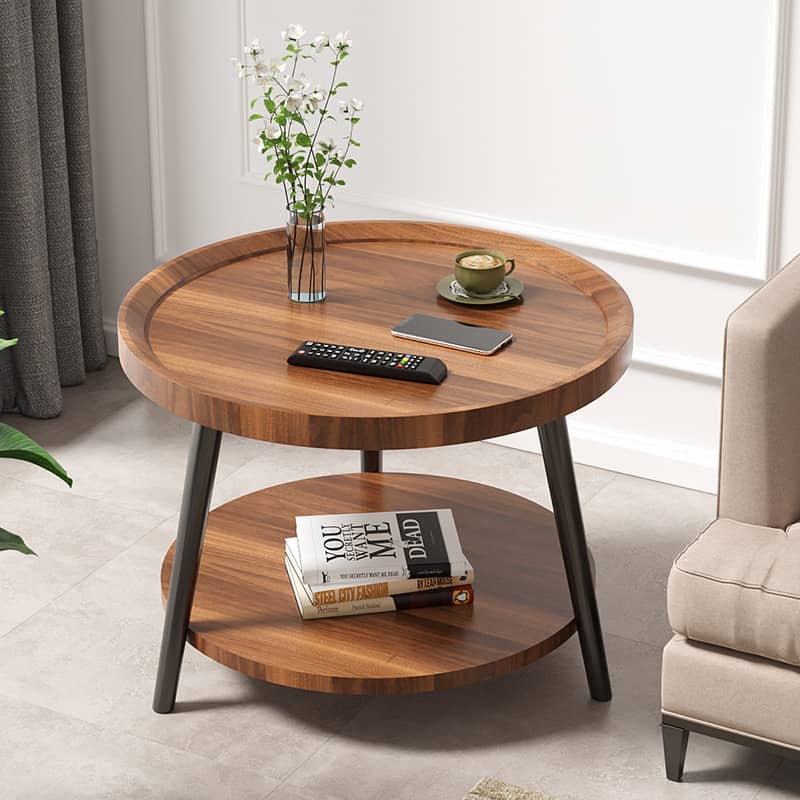 Chic Modern Wood Coffee Table round with storage: Elegan Multi-Tone for Contemporary Living fxjc-923