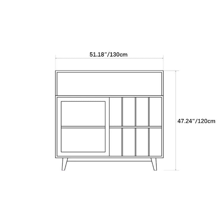 Sleek Pine and Walnut Wood Cabinet with Glass Display - Modern Storage Solution fyf-2228