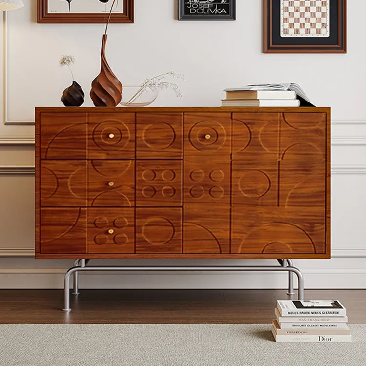 Stylish Solid Wood Cabinet with Artistic Geometric Design for Modern Living Spaces fyf-2231