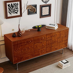 Stylish Solid Wood Cabinet with Artistic Geometric Design for Modern Living Spaces fyf-2231