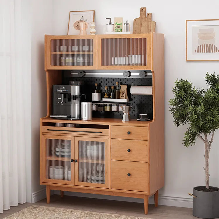 Stylish Solid Wood Cabinet with Glass Doors - Perfect for Kitchen or Dining Room Storage fyf-2232