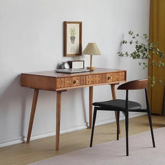 Mid-Century Pine Wood Console Table with Geometric Drawers - Perfect for Home Offices and Living Rooms fyf-2238