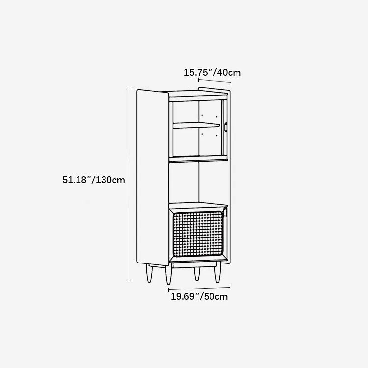 Solid Wood Rattan & Glass Cabinet - Elegant Storage Solution for Modern Living Rooms fyf-2239