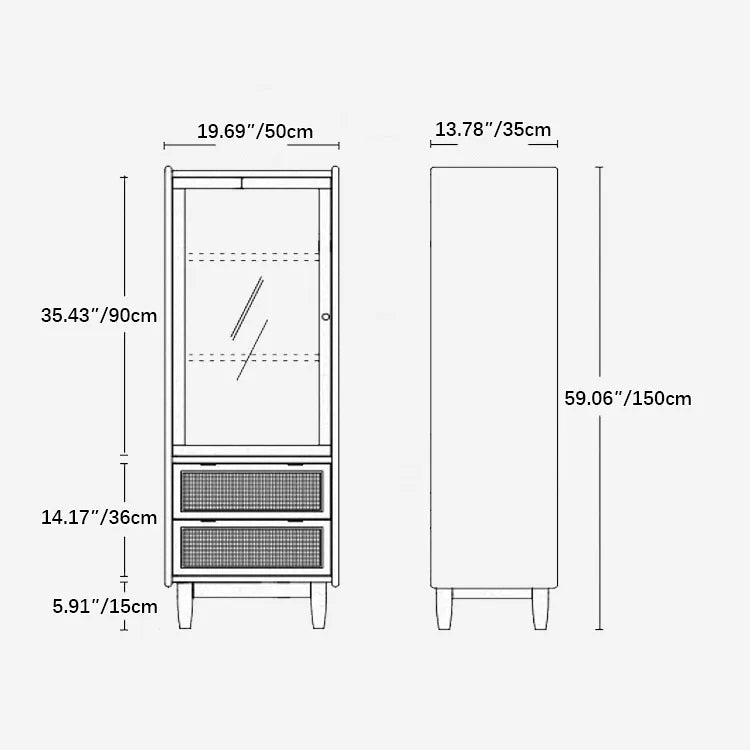 Solid Wood Rattan & Glass Cabinet - Elegant Storage Solution for Modern Living Rooms fyf-2239