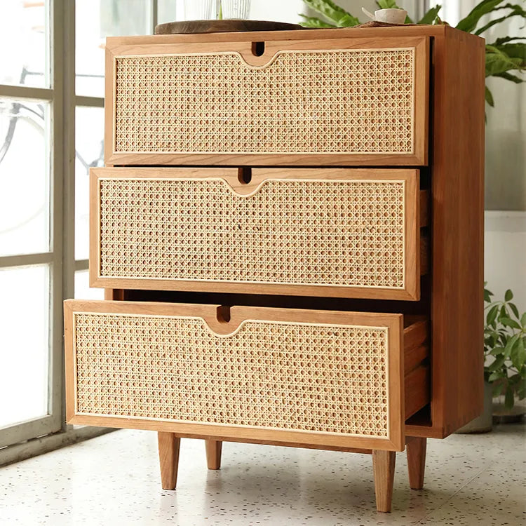 Solid Wood Rattan Cabinet - Stylish Storage for Your Bedroom Decor fyf-2241