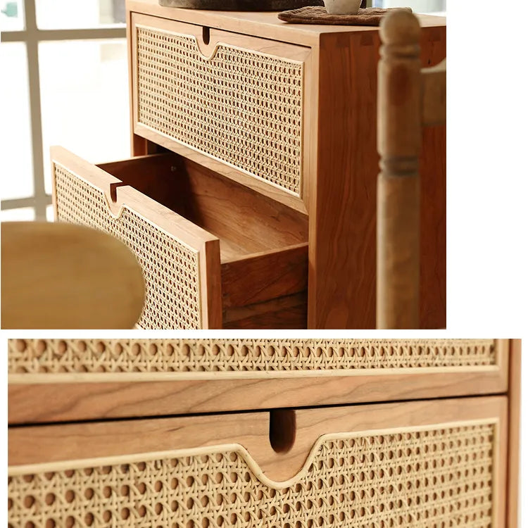 Solid Wood Rattan Cabinet - Stylish Storage for Your Bedroom Decor fyf-2241