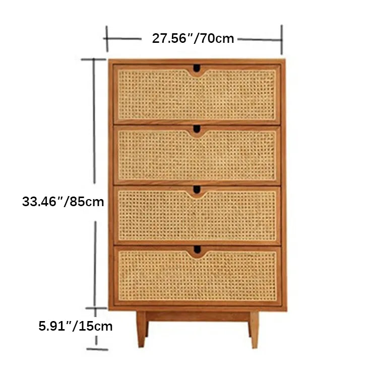 Solid Wood Rattan Cabinet - Stylish Storage for Your Bedroom Decor fyf-2241