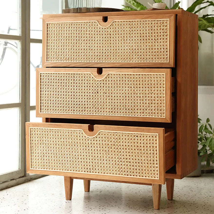 Solid Wood Rattan Cabinet - Stylish Storage for Your Bedroom Decor fyf-2241