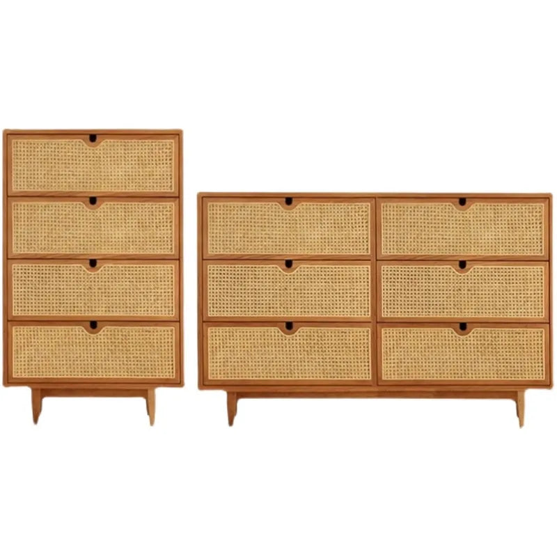 Solid Wood Rattan Cabinet - Stylish Storage for Your Bedroom Decor fyf-2241