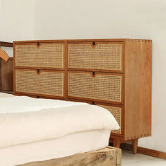 Solid Wood Rattan Cabinet - Stylish Storage for Your Bedroom Decor fyf-2241