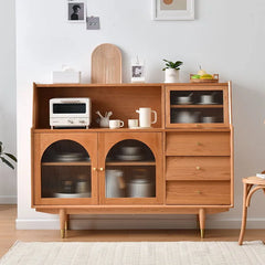 Pine and Cherry Wood Cabinet with Glass Doors - Stylish Storage Solution for Your Home fyf-2243