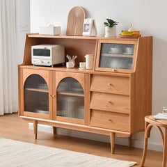 Pine and Cherry Wood Cabinet with Glass Doors - Stylish Storage Solution for Your Home fyf-2243