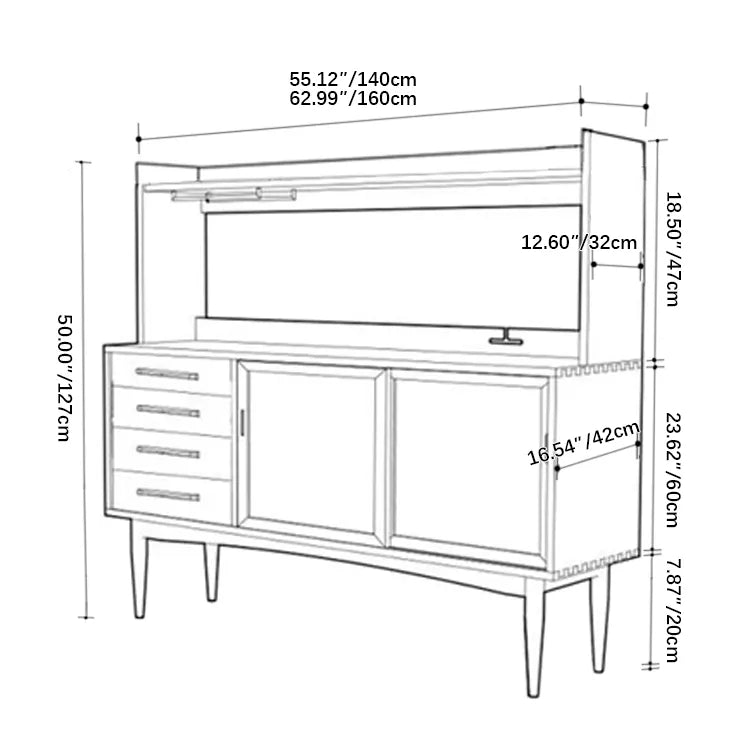 Mid-Century Solid Wood Cabinet with Glass Doors for Stylish Storage and Display fyf-2245