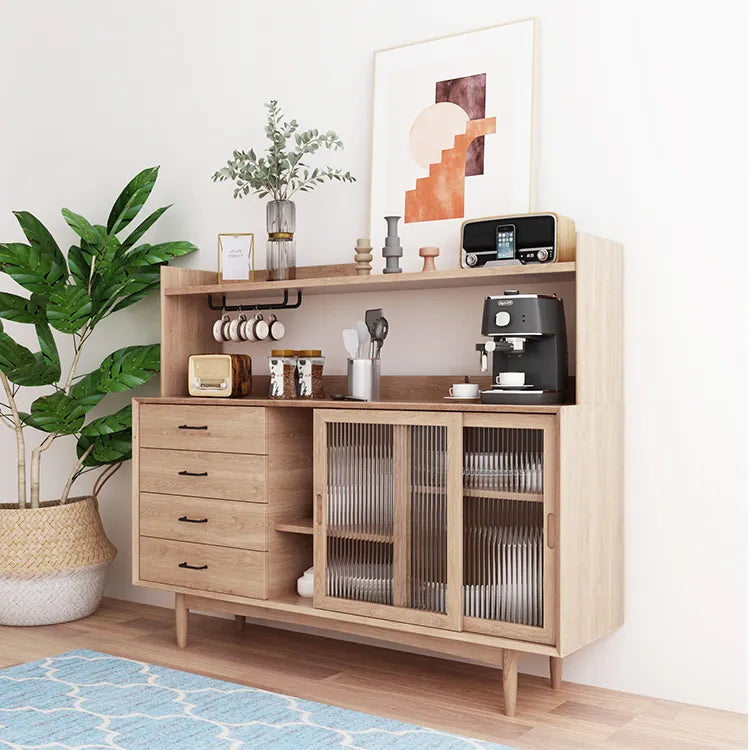 Mid-Century Solid Wood Cabinet with Glass Doors for Stylish Storage and Display fyf-2245