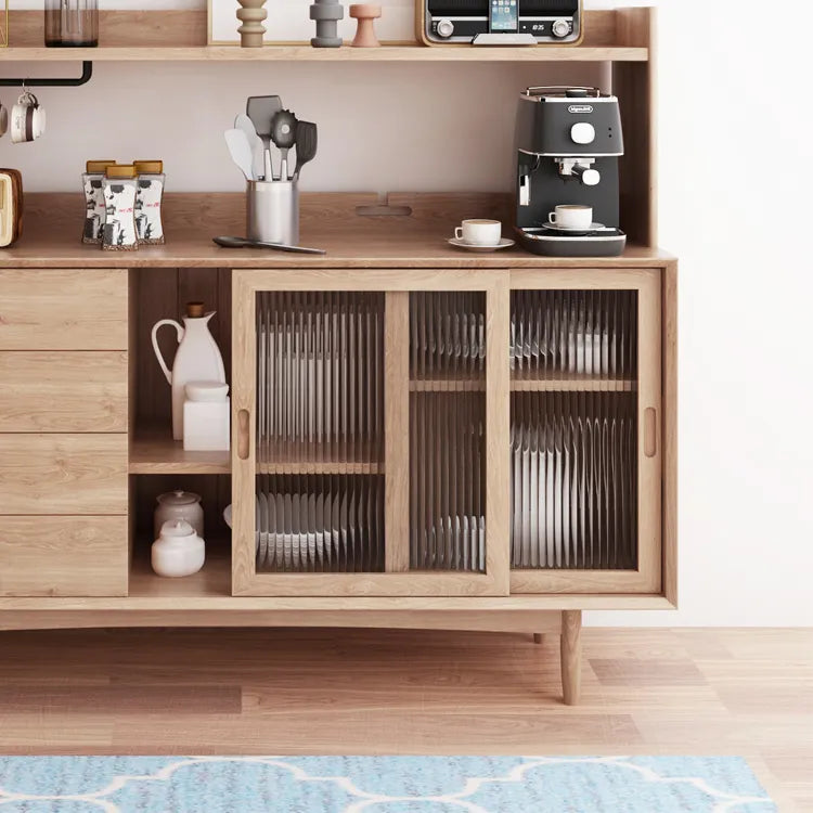 Mid-Century Solid Wood Cabinet with Glass Doors for Stylish Storage and Display fyf-2245