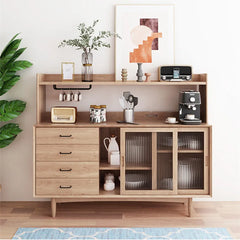 Mid-Century Solid Wood Cabinet with Glass Doors for Stylish Storage and Display fyf-2245