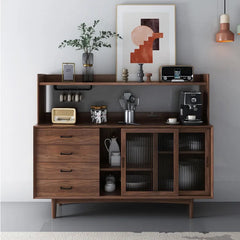 Mid-Century Solid Wood Cabinet with Glass Doors for Stylish Storage and Display fyf-2245