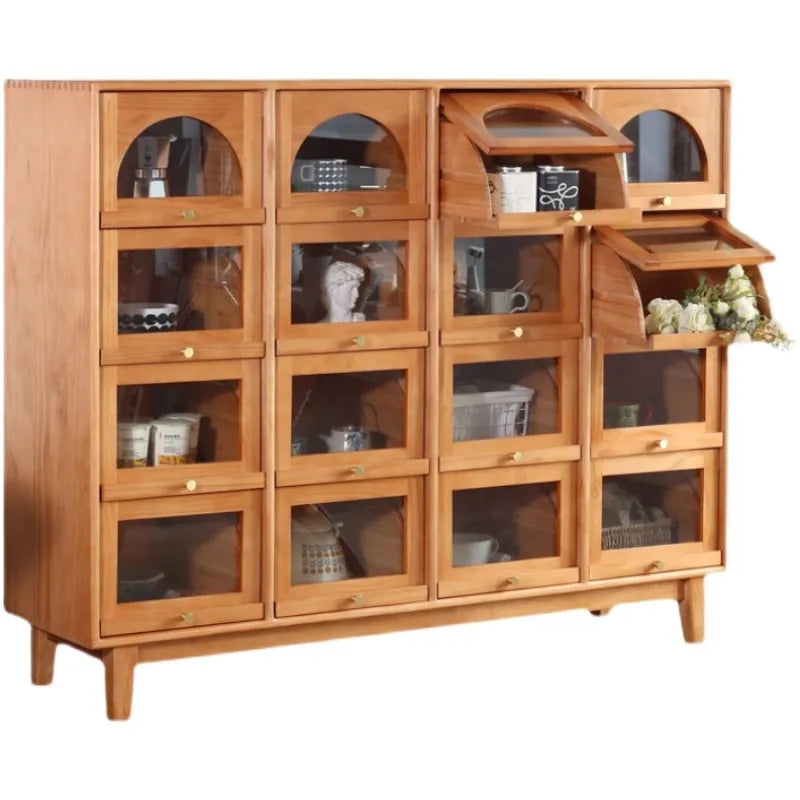 Solid Wood Glass Cabinet with Vintage Charm - Perfect for Stylish Storage fyf-2246