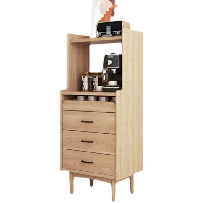 Sleek Pine Wood Cabinet with Open Shelves and Storage Drawers for Modern Spaces fyf-2247