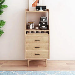 Sleek Pine Wood Cabinet with Open Shelves and Storage Drawers for Modern Spaces fyf-2247