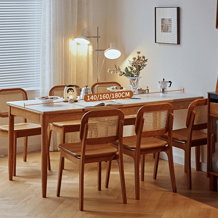 Extendable Rectangular Wooden Dining Table with Sintered Stone Top & 4 Legs fyg-653