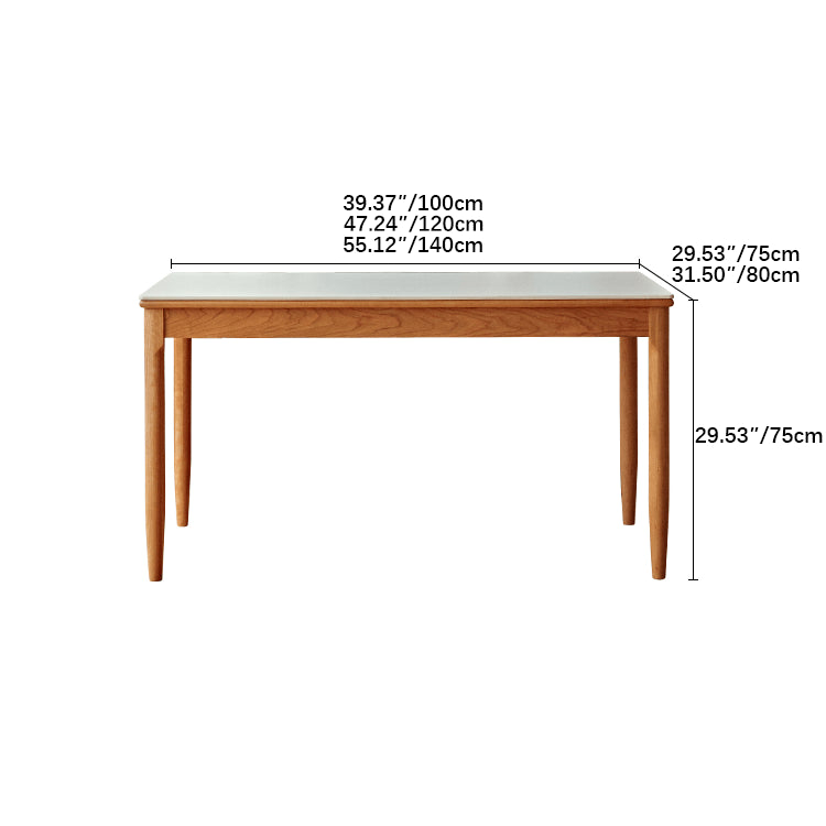 Extendable Rectangular Wooden Dining Table with Sintered Stone Top & 4 Legs fyg-653