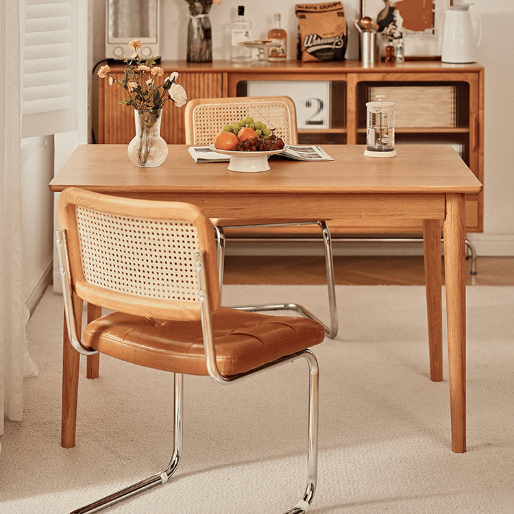 Extendable Rectangular Oak & Cherry Wood Dining Table  for 6-8 Person fyg-654