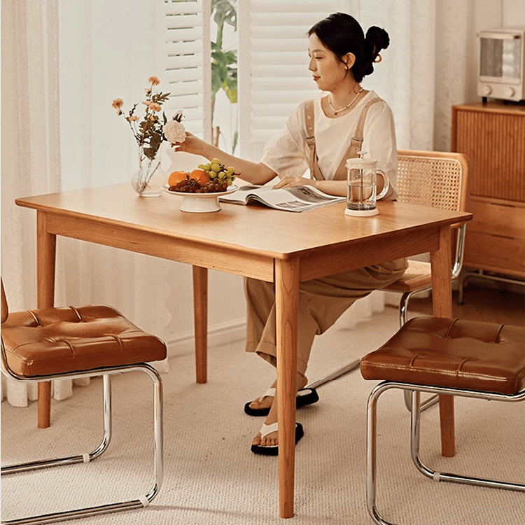 Extendable Rectangular Oak & Cherry Wood Dining Table  for 6-8 Person fyg-654