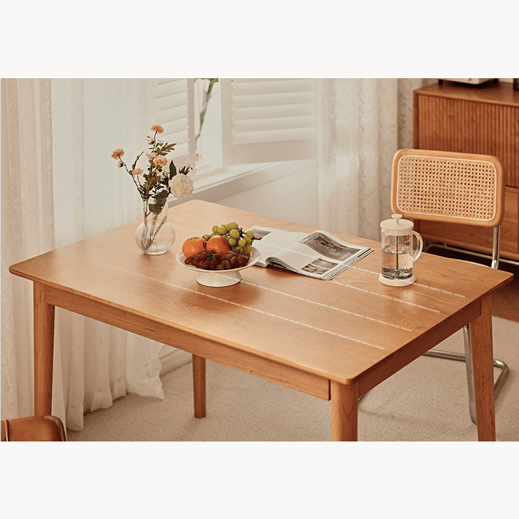 Extendable Rectangular Oak & Cherry Wood Dining Table  for 6-8 Person fyg-654