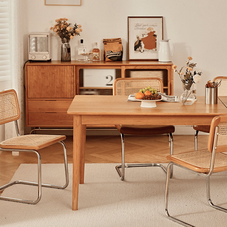 Extendable Rectangular Oak & Cherry Wood Dining Table  for 6-8 Person fyg-654