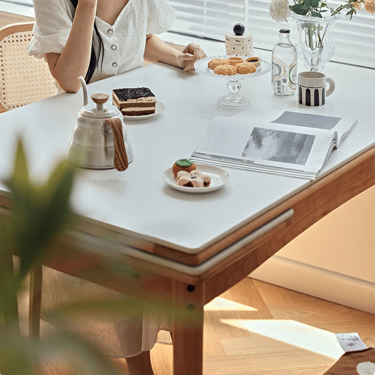 49.2‘’& 57.1‘’ Rectangular Dining Table - Extendable Design with Sintered Stone Top for 6-8 Persons fyg-655