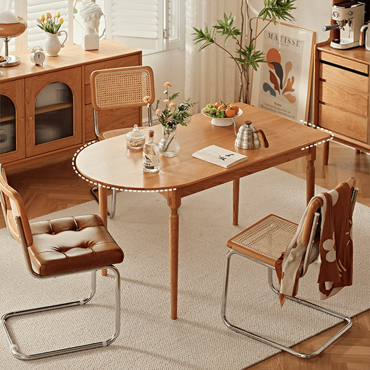 Extendable Oval Cherry Wood Dining Table for 6 Person - Perfect for Diningroom fyg-656