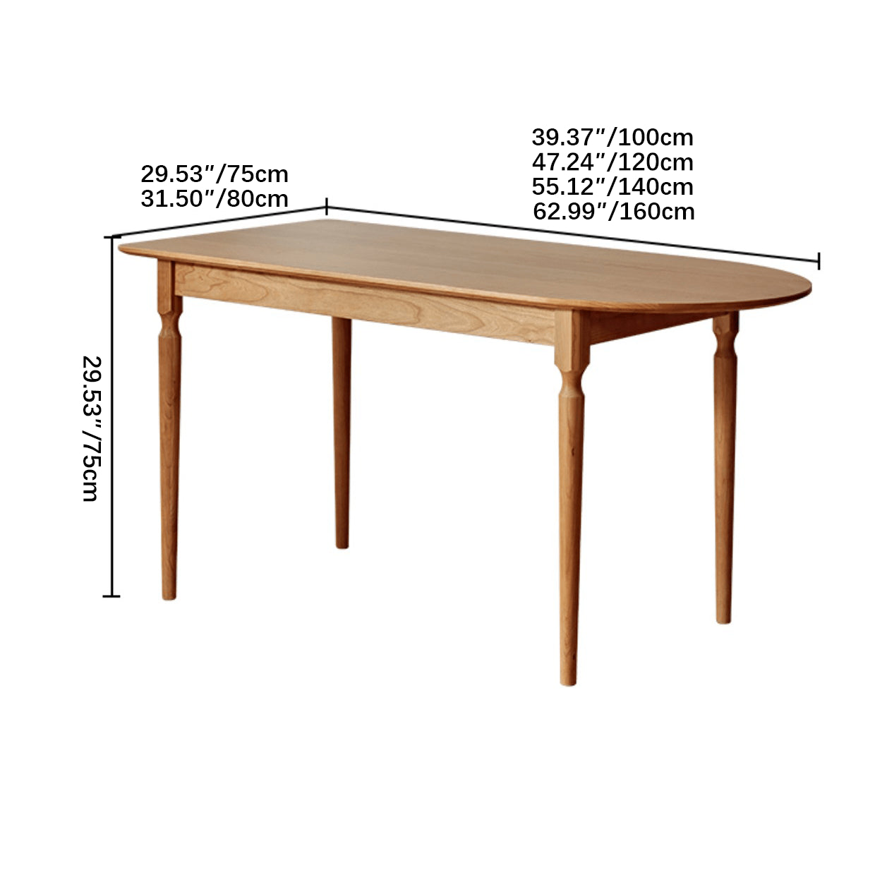 Extendable Oval Cherry Wood Dining Table for 6 Person - Perfect for Diningroom fyg-656