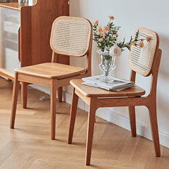 16.9‘’ Cherry Wood Chair with Rattan Back - Perfect Design for Your Diningroom fyg-661