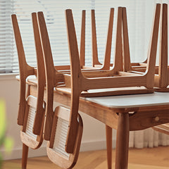 16.9‘’ Cherry Wood Chair with Rattan Back - Perfect Design for Your Diningroom fyg-661