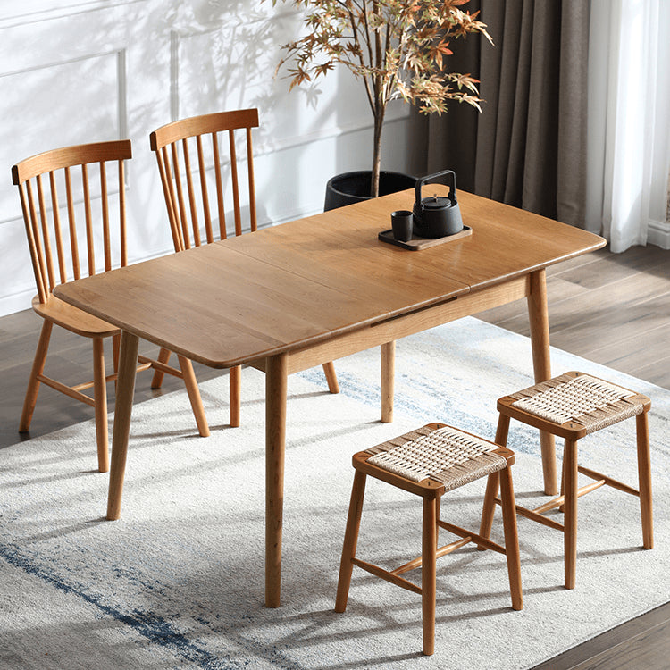 Handcrafted Cherry Wood Stool with Rattan Seat and Linen Cushion fyg-662