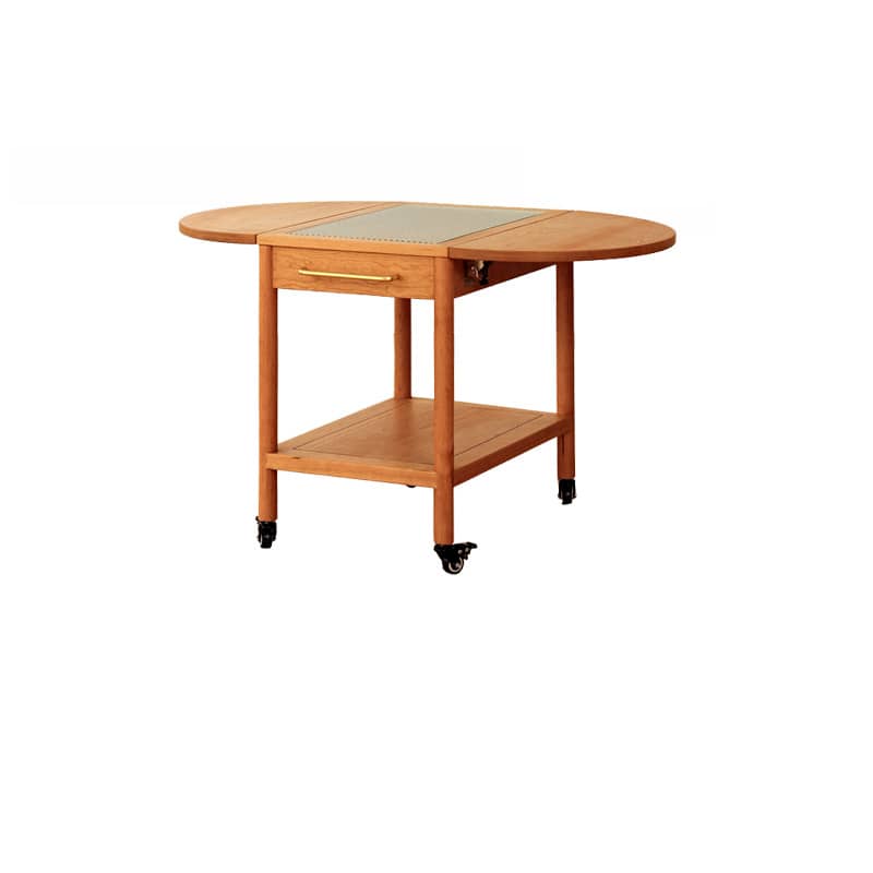 Modern End Table with Extensible Top and Wheels – Perfect Design for All Your Rooms  - Natural Brown Finish fyg-666